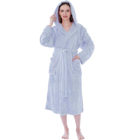 Pavilia Women Hooded Plush Soft Robe, Fluffy Warm Fleece Faux Shearling ...