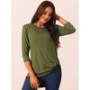 Seta T Women's Casual High Low Tops 3/4 Sleeve Waist Knot Asymmetrical Crewneck Flowy Blouse - 3 of 4