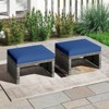 Tangkula 2 Pieces Patio PE Rattan Ottomans with Soft Zippered Cushions for Deck Frame - 2 of 4