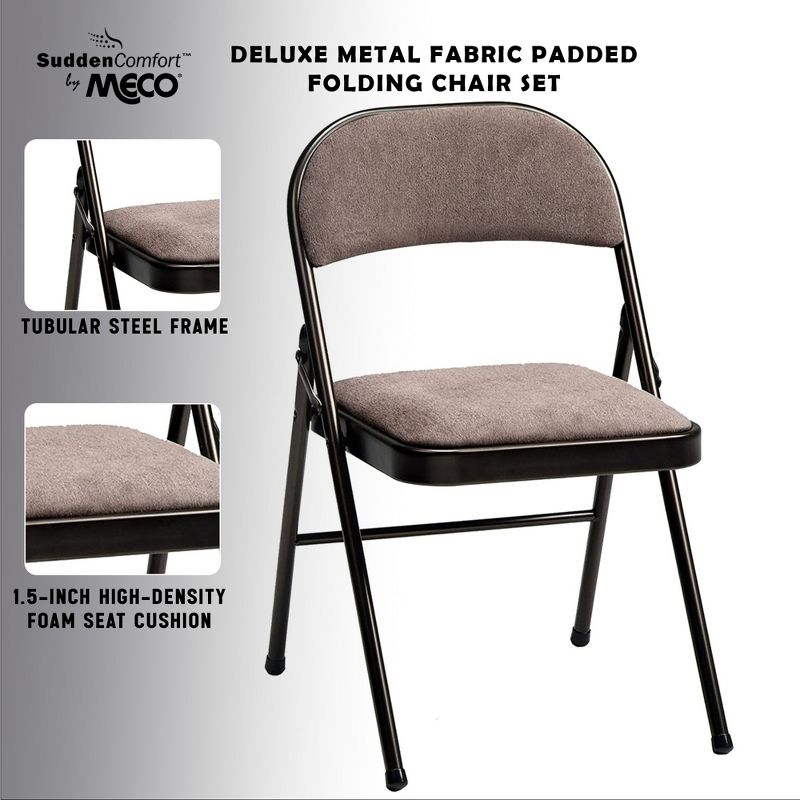 MECO 4-Pack of Sudden Comfort Deluxe Fabric Padded Folding Dinning Chairs with 16 x 16 Inch Seat and Non Marring Leg Caps, 4 of 7