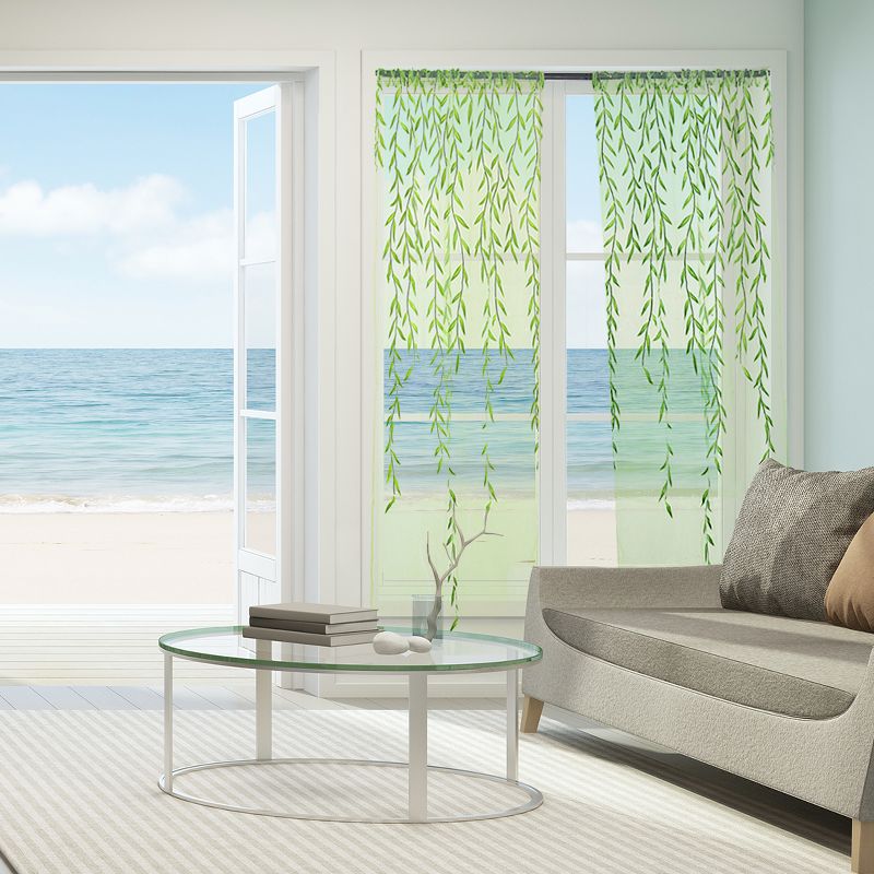 PiccoCasa Leaves Shape Sheer Single Panel for Bedroom Window Curtain, 2 of 8