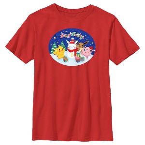 Boy's Pokemon Christmas Happy Holidays Snowman T-Shirt - 1 of 4