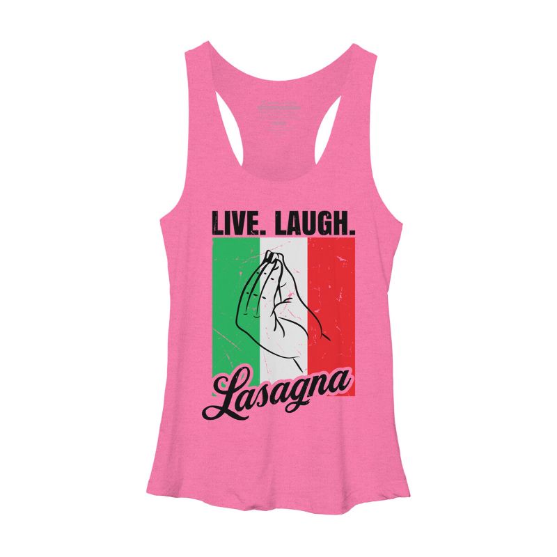 Design By Humans Live Laugh Lasagna Funny Italian Lover By Racerback Tank Top, 1 of 3