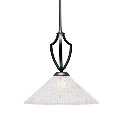 Toltec Lighting Zilo 1 - Light Pendant in  Matte Black with 16" Frosted Crystal Shade