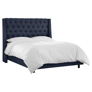 Gilford Tufted Wingback Bed - Twin - Linen Navy - Threshold , Linen Blue