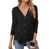 Womens Cardigan V Neck Long Sleeve Twist Front Button Up Sweater Cardigan - 3 of 4