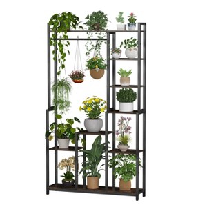 Artloge 7 Tier Tall Vertical Plant Stand Plant Bookcase Freestanding Shelving Home Clothes Stand with Hanging Rod for Home & Patio - 1 of 4