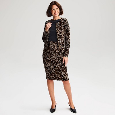 Women's Crewneck Cardigan Sweater - A New Day™ Brown Leopard XS : Target