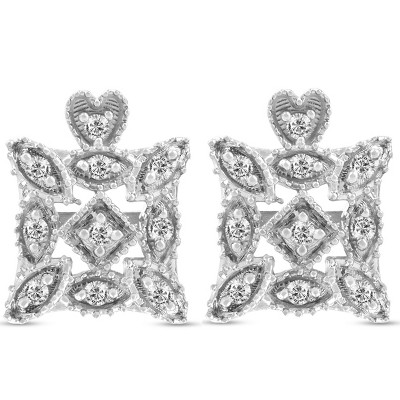 Pompeii3 1/4 ct Diamond Vintage Womens Jewelry Studs Unique Earrings 10k White Gold