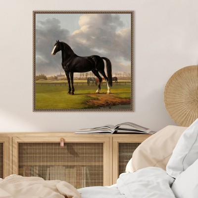 Majestic Black Horse Framed Canvas Wall Art, 22 x 22 Inches