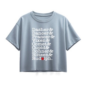 Girls' - Instant Message - Reindeer List Short Sleeve Boxy Graphic T-Shirt - 1 of 2