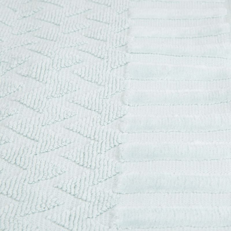 6-Piece Cotton Deluxe Plush Bath Towel Set - Chevron Pattern Spa Luxury Decorative Body, Hand and Face Towels by Hastings Home (Seafoam), 3 of 6