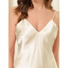 cheibear Womens 2 Piece Satin Sleep Nightgown Pajama Silky Cami Strap Nightdress - 4 of 4