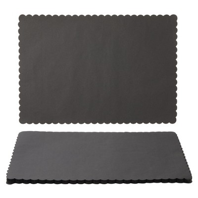 Juvale 100-Pack Black Party Paper Placemats Rectangular Tabletop Mats with Wavy Edge