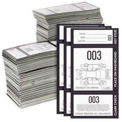 Juvale 2000 Pieces 3-Part Valet Tickets for Cars, 2 Sets of Temporary Parking Tags Numbered 000-999, Perforated Claim Ticket, 2.8 x 5.5 in