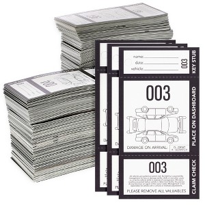 Juvale 2000 Pieces 3-Part Valet Tickets for Cars, 2 Sets of Temporary Parking Tags Numbered 000-999, Perforated Claim Ticket, 2.8 x 5.5 in - 1 of 4