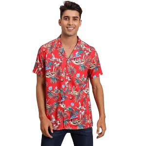 Men's Hawaiian Short - Sleeve Shirt, Classic Aloha Button - Down, Casual Beach Party Vacation Top - 1 of 4