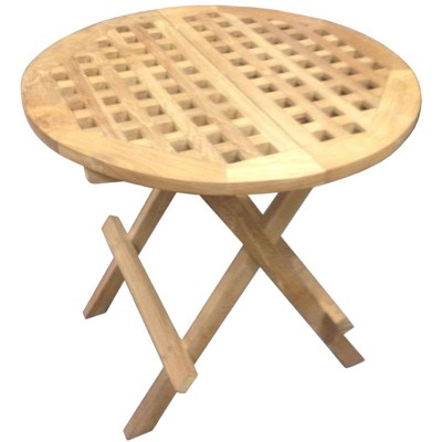 D-Art Collection Teak Round Picnic Table (shown in open & close position)