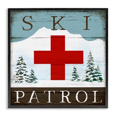 Stupell Industries Ski Patrol Rustic Cabin Sign, 12" x 12"