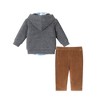 Andy & Evan  Infant  Dark Grey Hooded Cardigan & Cord Set - 3 of 4