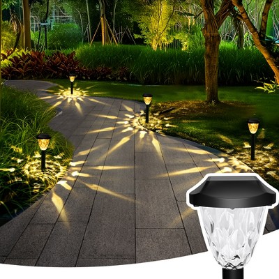 GIGALUMI 12 Pack Solar Pathway Lights, Waterproof Auto On/Off Outdoor Solar Lights for Garden,Walkway and Driveway,2800K