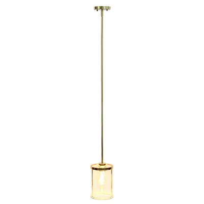 Elegant Farmhouse Gold Pendant with Cylindrical Clear Glass Shade