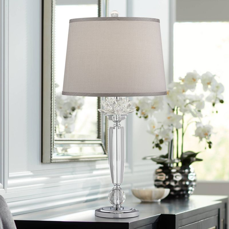 Vienna Full Spectrum Olivia 28 1/4" Tall Traditional Glam Luxury End Table Lamp Clear Crystal Single Gray Shade Living Room Bedroom Bedside Nightstand, 2 of 10