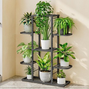 Acekool 5-Tier Plant Stand for Indoor & Outdoor, 9-Pot Capacity, Corner Plant Shelf, White Metal Frame Display Rack for Living Room, Balcony, Patio - 1 of 4
