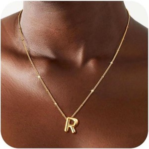 Sterling Silver Balloon Letter Necklace Satellite Bead Chain Personalized Gift - 1 of 4