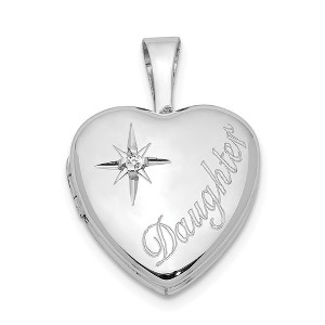 Black Bow Jewelry 12mm Daughter Diamond Heart Locket in Sterling Silver - 1 of 4