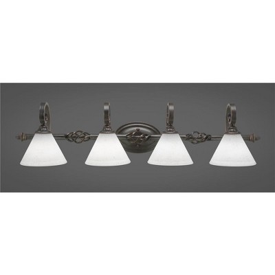 Toltec Lighting Elegante 4 - Light Vanity in  Dark Granite with 7" White Muslin Shade