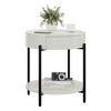 Garvee Round End Table Wood Side Table with Drawer Farmhouse Circle End Tables Accent Bedside Table Metal Frame Small Nightstand - 3 of 4
