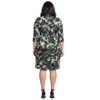 24seven Comfort Apparel Three Quarter Sleeve Faux Wrap Dress in Green Animal Print - 3 of 3