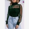 Amaryllis Women’s Sheer Polka Dot High Neck Blouse Pleated Bodice Long Puff Sleeves Smocked Cuffs - 4 of 4