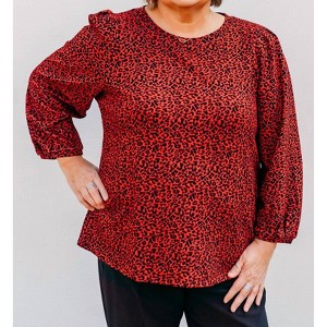 Women's Cheetah Knit Top - Multiples - 1 of 4