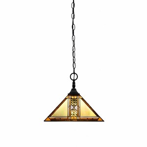 Toltec Lighting Any 1 - Light Pendant in  Matte Black with 14" Santa Cruz Art Glass Shade - 1 of 1
