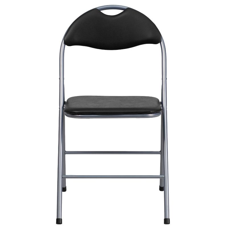 Emma and Oliver 2 Pack Black Vinyl Metal Folding Chair with Carrying Handle, 5 of 11