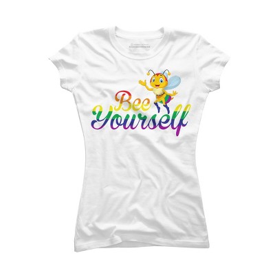 Adult Design By Humans Bee Yourself Rainbow Pride By AmusingDesignCo T-Shirt