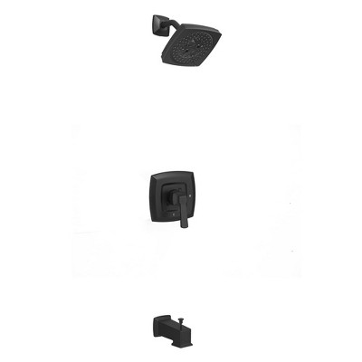 Single Handle 2-Spray Rainfall Square Shower Faucet Set 1.8 GPM with Tub Spout Combo High pressure