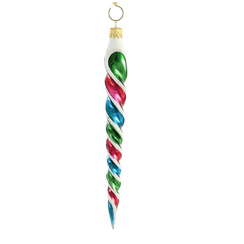 Sbk Gifts Holiday 8.0 Inch Vintage Brite Twisted Icicle Ornament Teal Green Fuchsia Tree Ornaments, 1 of 4