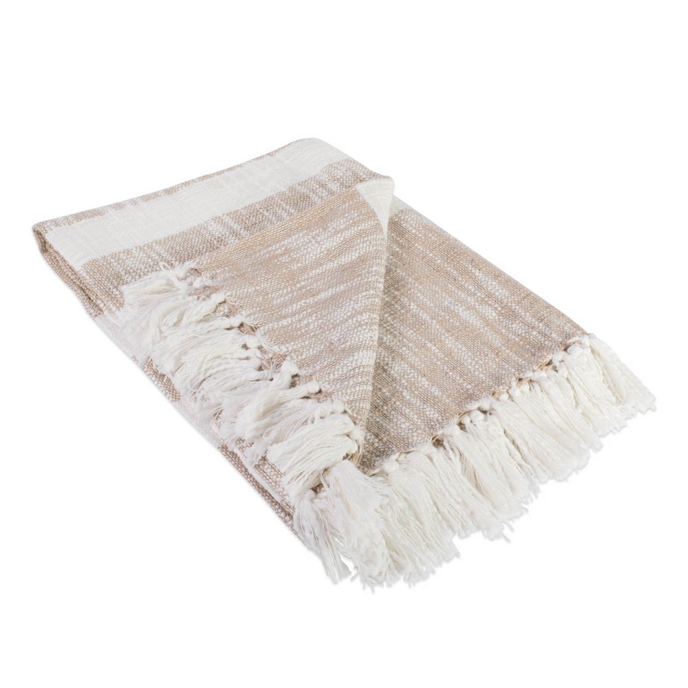 Photos - Duvet 50"x60" Slub Striped Faux Shearling Throw Blanket Taupe - Design Imports: Hypoallergenic, Machine Washable, Cotton Backing