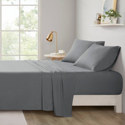 Charcoal Queen Solid Microfiber Sheet Set