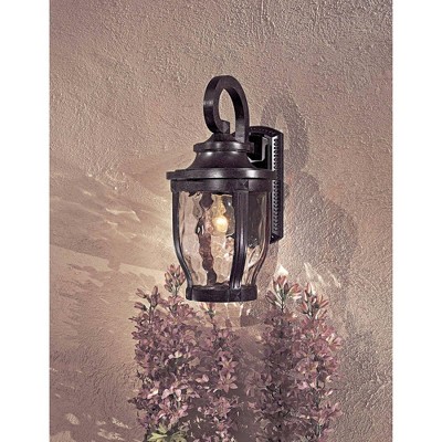 Merrimack Bronze Outdoor Wall Lantern with Clear Hammered Glass
