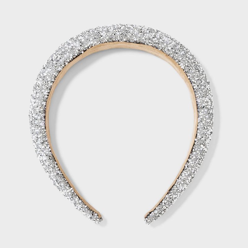 Pearl and Stone White Padded Headband - Silver, 1 of 4