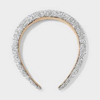 Pearl and Stone White Padded Headband - Silver