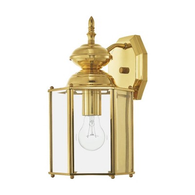 Elegant Polished Brass Lantern Sconce with Clear Beveled Glass