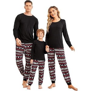 Ekouaer Family Matching Pajamas Christmas Sleepwear Long Sleeve Sleep Shirt with Plaid Pants Soft Loungewear Pjs Set - 1 of 4