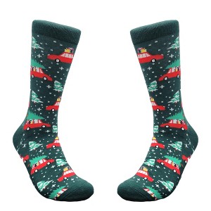 Christmas Tree on a Car Socks from the Sock Panda (Men's or Women's Sizes) - Great for Christmas Time - 1 of 4