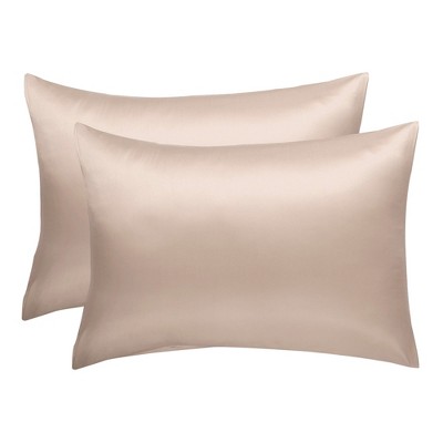 2 Pcs Standard 20"x26" Soft Satin Envelope Pillow Cases Light Tan - PiccoCasa