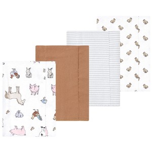 Luvable Friends Hudson Baby Flannel Burp Cloths 4pk Set - 1 of 2